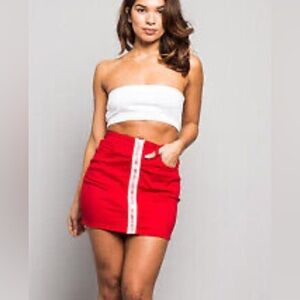 American Bazi Red Cargo Mini Skirt with‎ Zipper